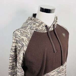 Ariat Medium Patriot Hoodie Digital Camouflage Brown Beige Cotton Blend Outdoors